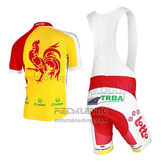 2013 Fietskleding Wallonie Bruxelles Geel en Rood Korte Mouwen en Koersbroek